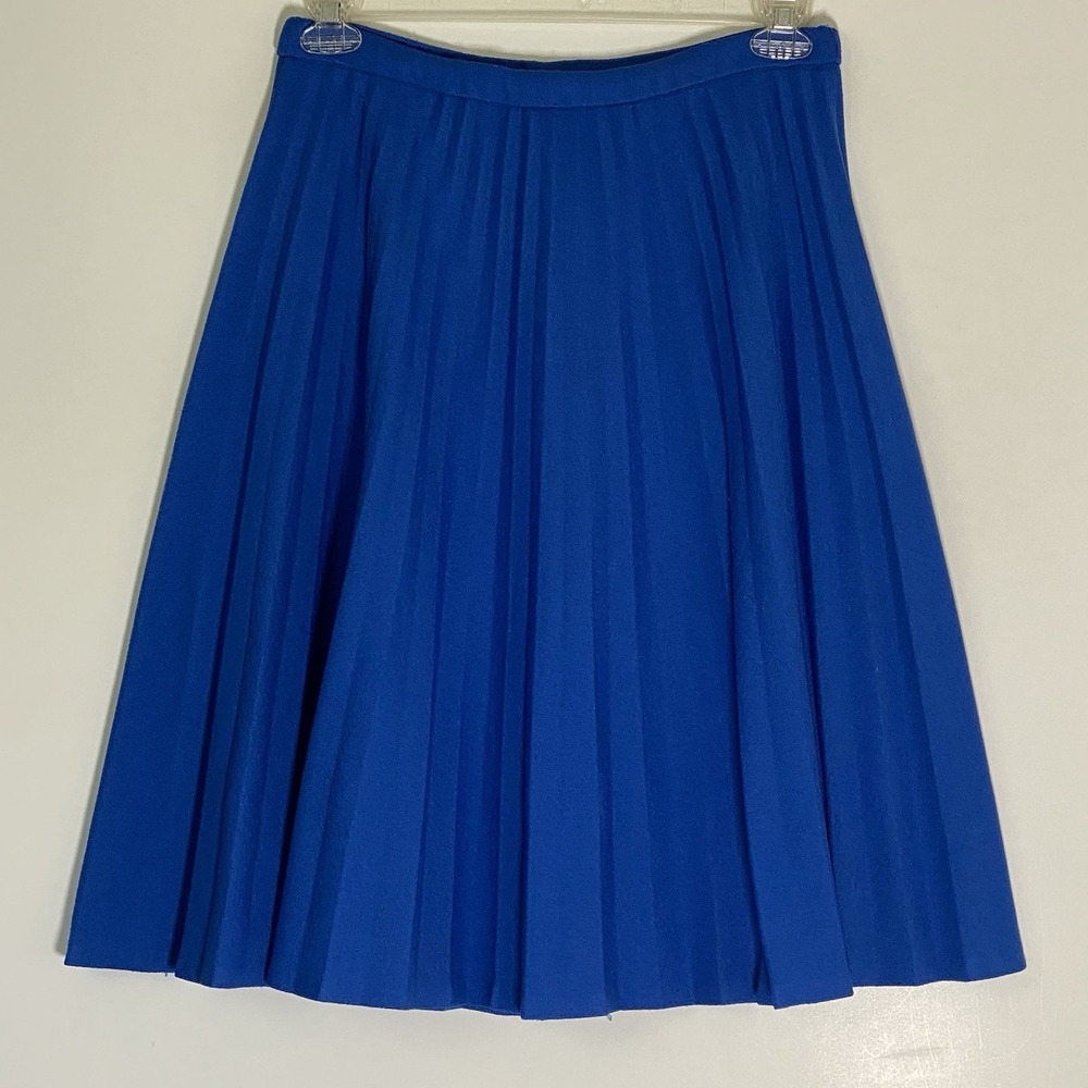 Vintage Talbott Skirt Womens 12 Blue Accordion Pleated Flowy A-Line Midi 60s 70s
